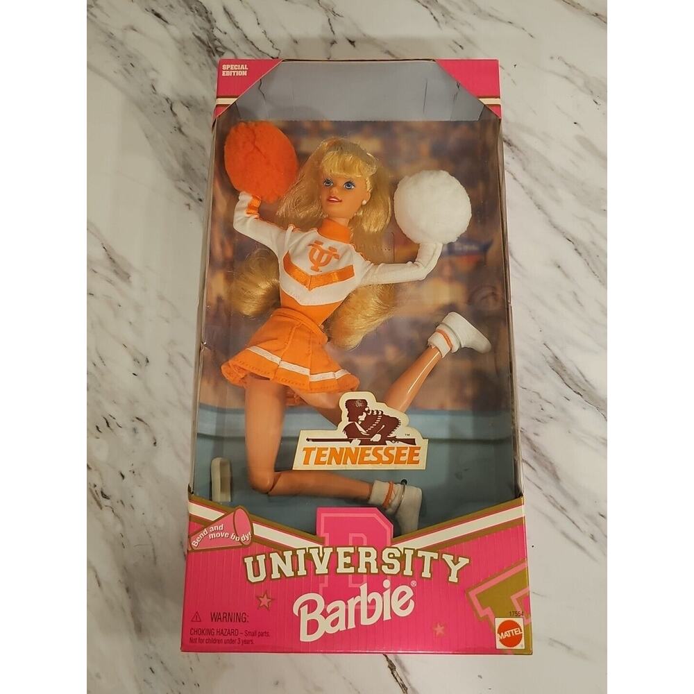 University Tennessee Vols Cheerleader Barbie Doll 1997 Mattel #17554
